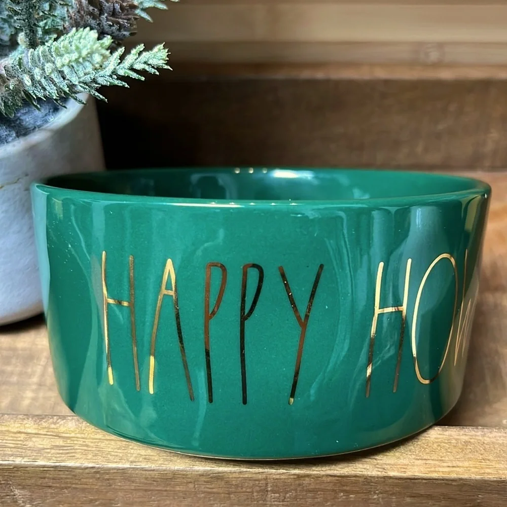 Rae Dunn Green “HAPPY HOWLIDAYS” Dog Dish